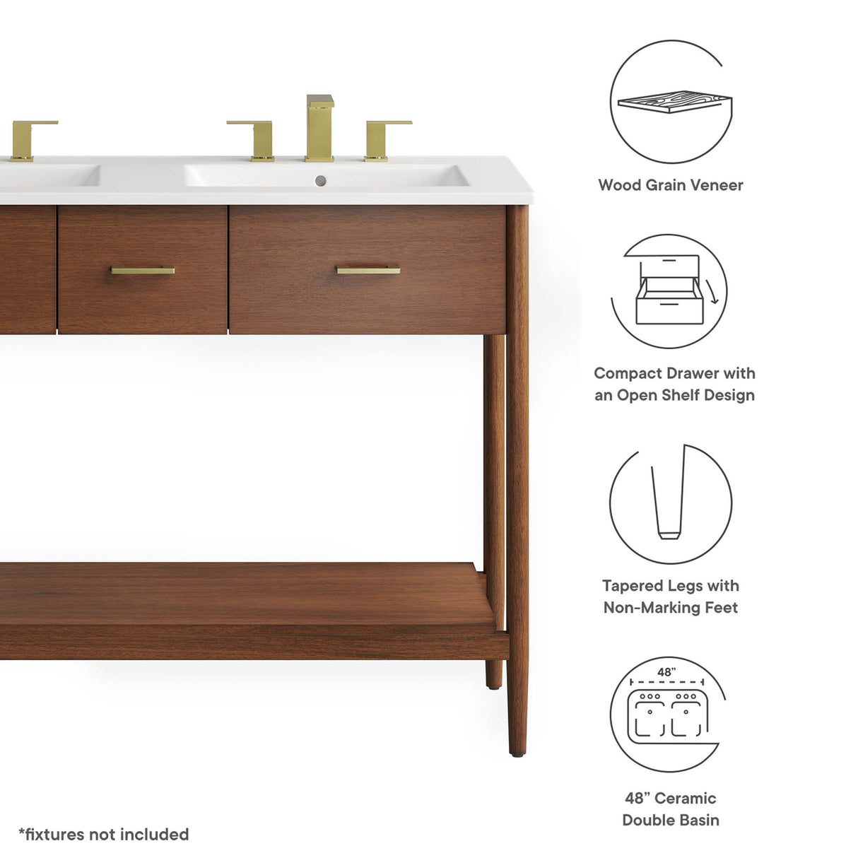 Zaire 48" Double Sink Bathroom Vanity by Modway