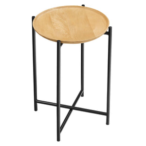 Xilo Round Wood and Metal Side Table by Modway