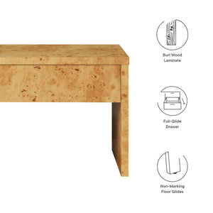 Hudson 1-Drawer Burl Wood Nightstand by Modway