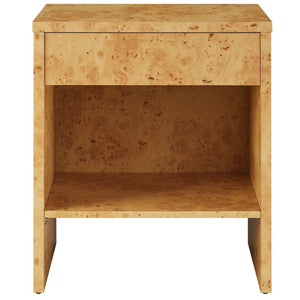 Hudson 1-Drawer Burl Wood Nightstand with Shelf