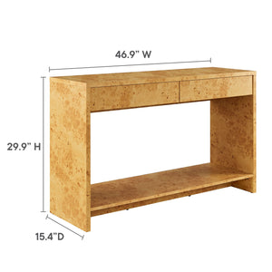 Hudson 2-Drawer Burl Wood Console Table by Modway