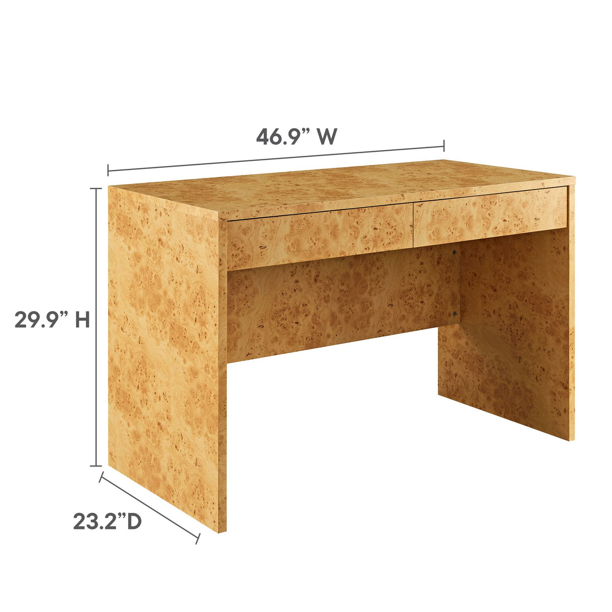Hudson 2-Drawer Burl Wood Desk by Modway