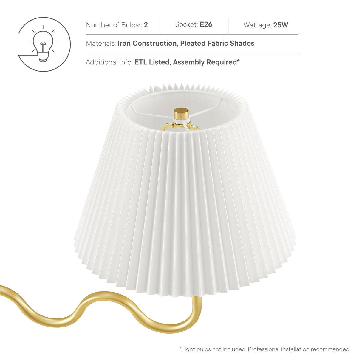 Wave Squiggle 2-Arm Pendant Light by Modway