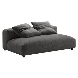 Solace Modular Upholstered Fabric Armless Loveseat and Ottoman Set