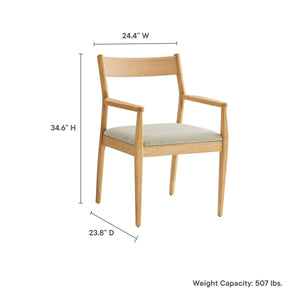 Solara 7-Piece Wood Dining Set with Fabric Upholstered Armchairs