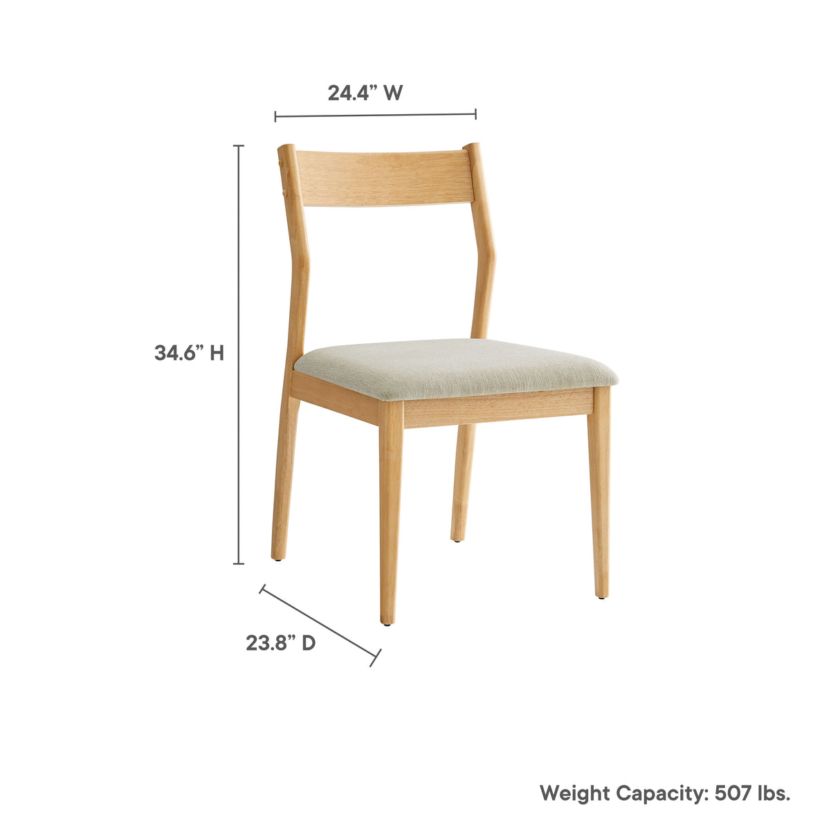 Solara 7-Piece Wood Dining Set with Fabric Upholstered Side Chairs