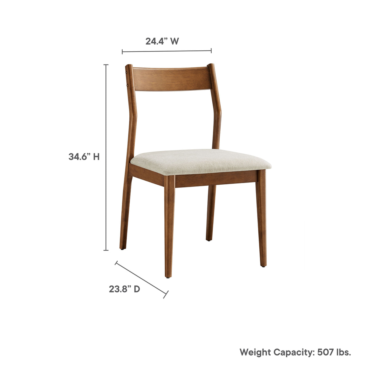 Solara 7-Piece Wood Dining Set with Fabric Upholstered Side Chairs