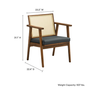 Thera Vegan Leather and Cane Accent Armchairs Set of 2