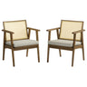 Thera Vegan Leather and Cane Accent Armchairs Set of 2