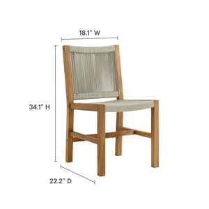 Vienna 7-Piece Outdoor Patio Teak and Rope Dining Set with Armless Chairs