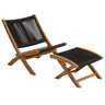 Vienna 2-Piece Outdoor Patio Teak and Rope Folding Lounge Chair and Ottoman Set by Modway