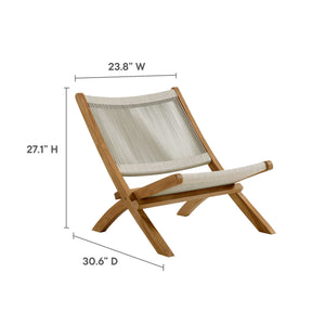 Vienna 2-Piece Outdoor Patio Teak and Rope Folding Lounge Chair and Ottoman Set by Modway