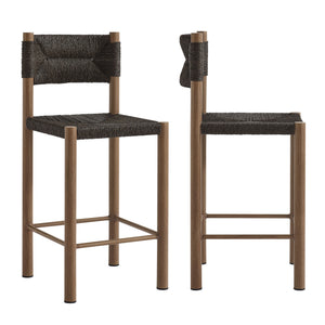 Parkland Outdoor Patio Rattan And Aluminum Counter Stools Set of 2