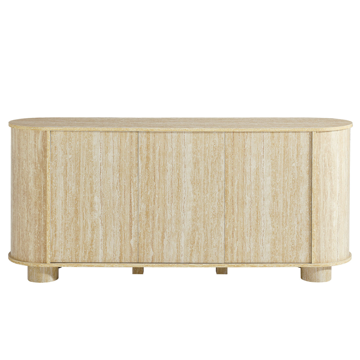 Overture 3-Door Oval Faux Travertine Sideboard by Modway
