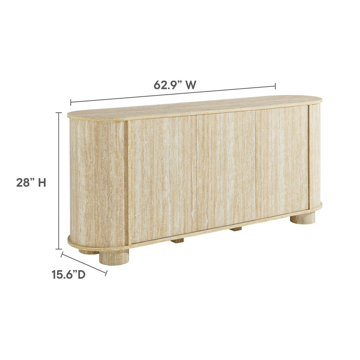 Overture 3-Door Oval Faux Travertine Sideboard by Modway