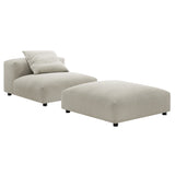Solace Modular Upholstered Fabric Armless Chair and Ottoman Set