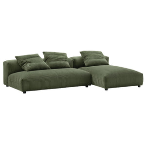 Solace 2-Piece Modular Corduroy Upholstered Sectional Sofa with Chaise
