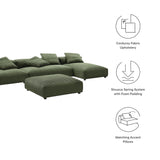 Solace 4-Piece Modular Corduroy Upholstered Sectional Sofa With Ottoman