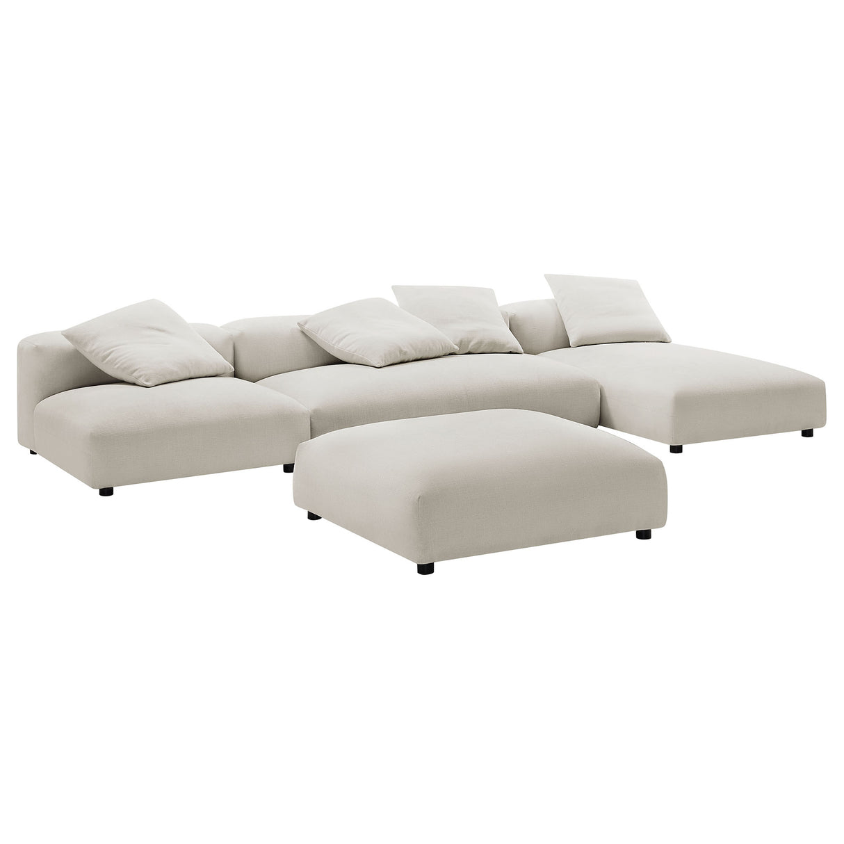 Solace 4-Piece Modular Upholstered Fabric Sectional Sofa with Ottoman by Modway