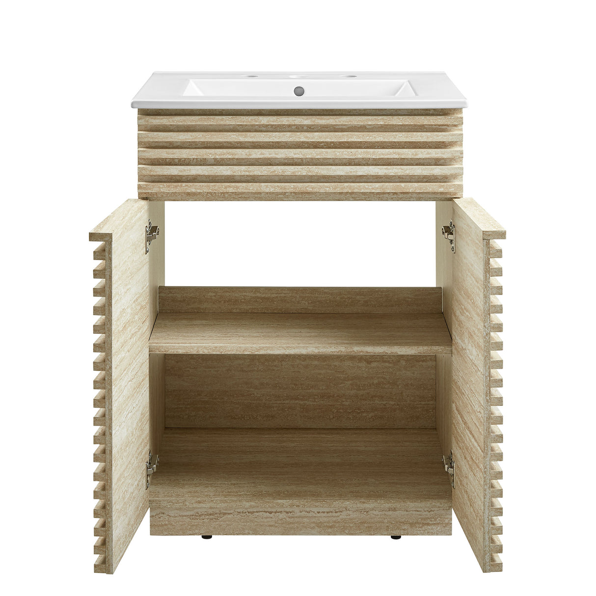 Render 24" Faux Travertine Bathroom Vanity With Sink by Modway