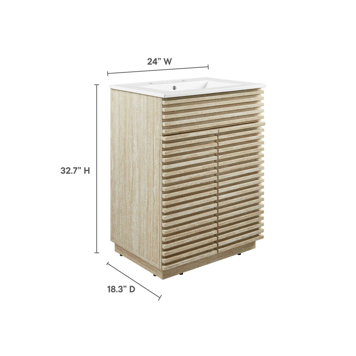 Render 24" Faux Travertine Bathroom Vanity With Sink by Modway