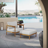 Wren Outdoor Patio Teak Wood Armchair and Ottoman Set by Modway