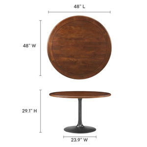 Lippa 48" Round Pedestal Solid Wood Dining Table by Modway