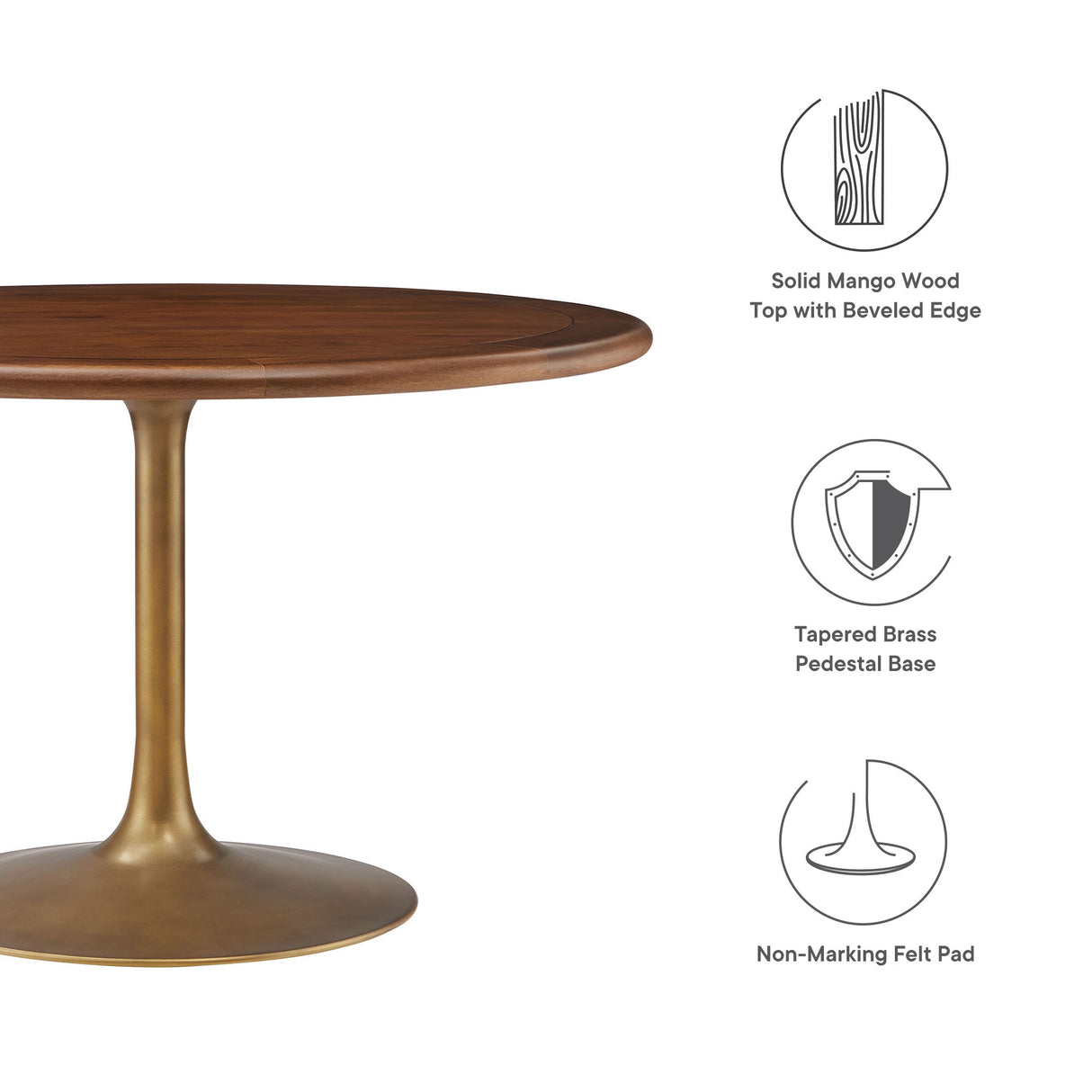 Lippa 48" Round Pedestal Solid Wood Dining Table by Modway