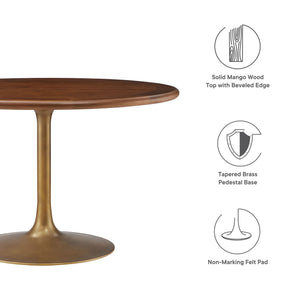 Lippa 48" Round Pedestal Solid Wood Dining Table by Modway