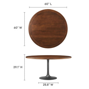Lippa 60" Round Pedestal Solid Wood Dining Table by Modway