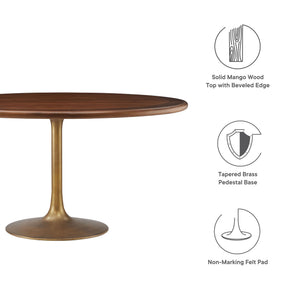 Lippa 60" Round Pedestal Solid Wood Dining Table by Modway