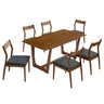 Solara 7-Piece Wood Dining Set with Vegan Leather Chairs
