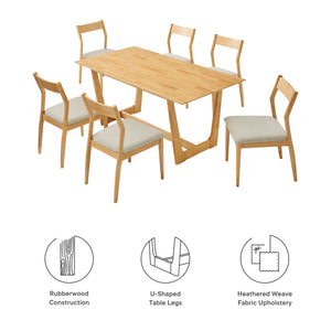 Solara 7-Piece Wood Dining Set with Fabric Upholstered Side Chairs