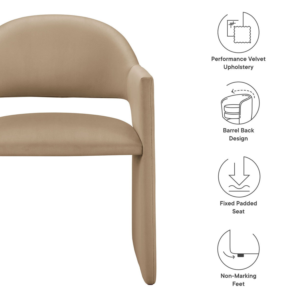 Talia Performance Velvet Dining Armchair by Modway