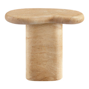 Elowen Indoor Outdoor Patio Textured Faux Travertine Side Table