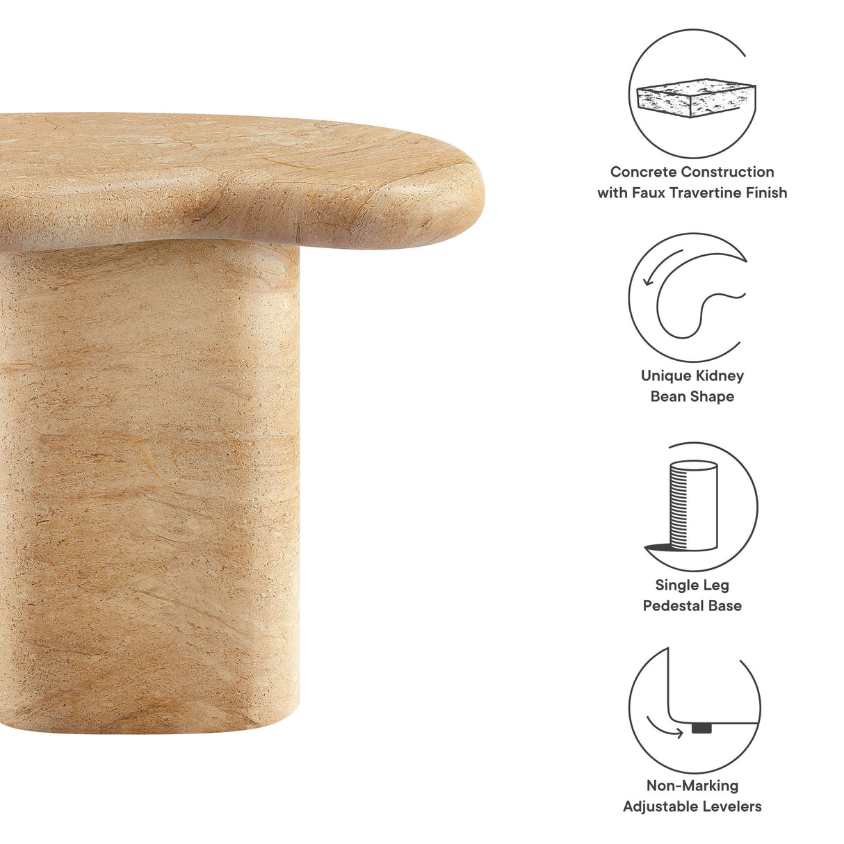 Elowen Indoor Outdoor Patio Textured Faux Travertine Side Table