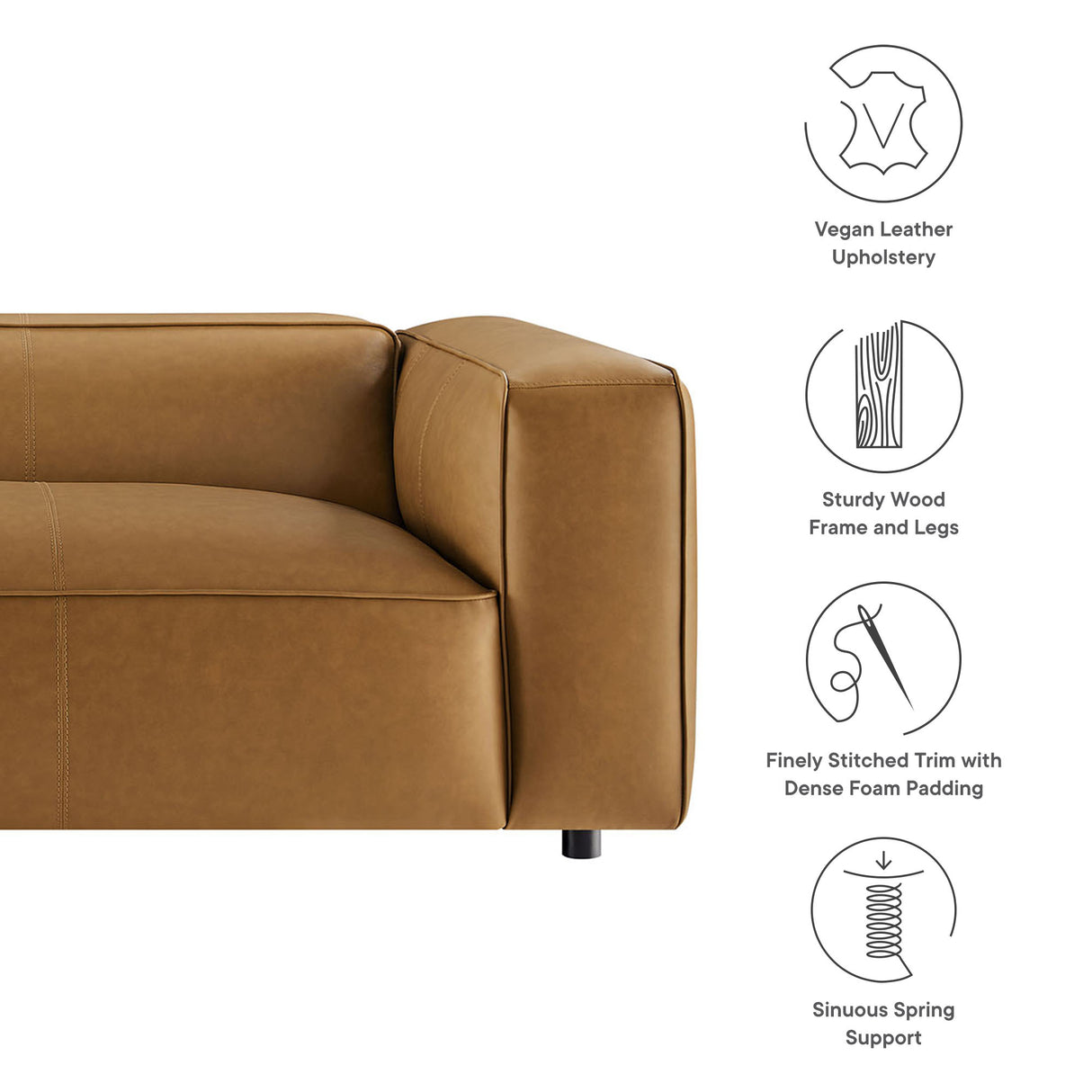 Auren Upholstered Vegan Leather Sofa by Modway