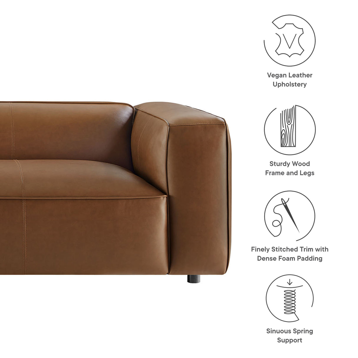 Auren Upholstered Vegan Leather Sofa by Modway