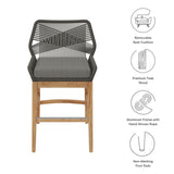 Wellspring Outdoor Patio Teak and Rope Counter Stool by Modway