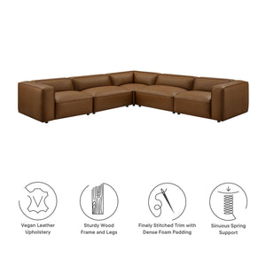 Auren 5-Piece Upholstered Vegan Leather Modular L-Shaped Sofa by Modway