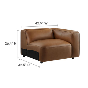 Auren 5-Piece Upholstered Vegan Leather Modular L-Shaped Sofa by Modway