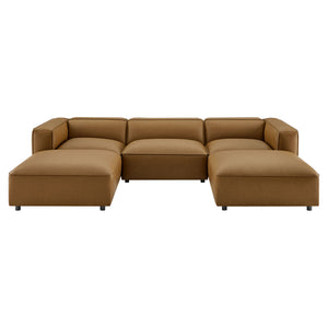 Auren 5-Piece Upholstered Vegan Leather Modular U-Shaped Sofa