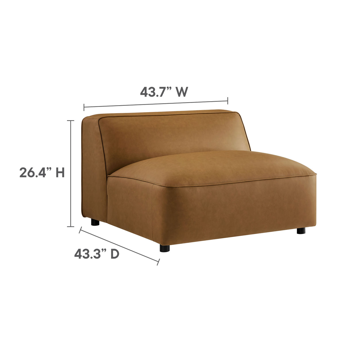 Auren 3-Piece Upholstered Vegan Leather Modular Sofa by Modway