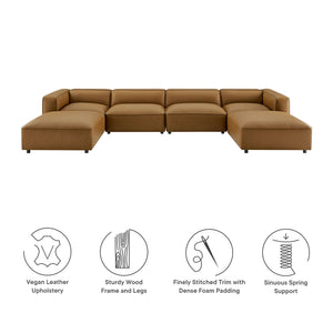 Auren 6-Piece Upholstered Vegan Leather Modular Sofa by Modway