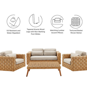 Thames 4-Piece Outdoor Patio Wicker Rattan Furniture Set