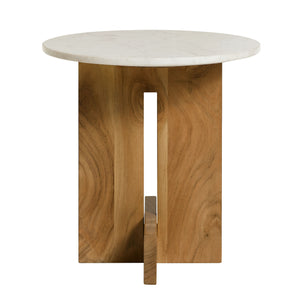 Tarin Acacia Wood and Marble Side Table by Modway