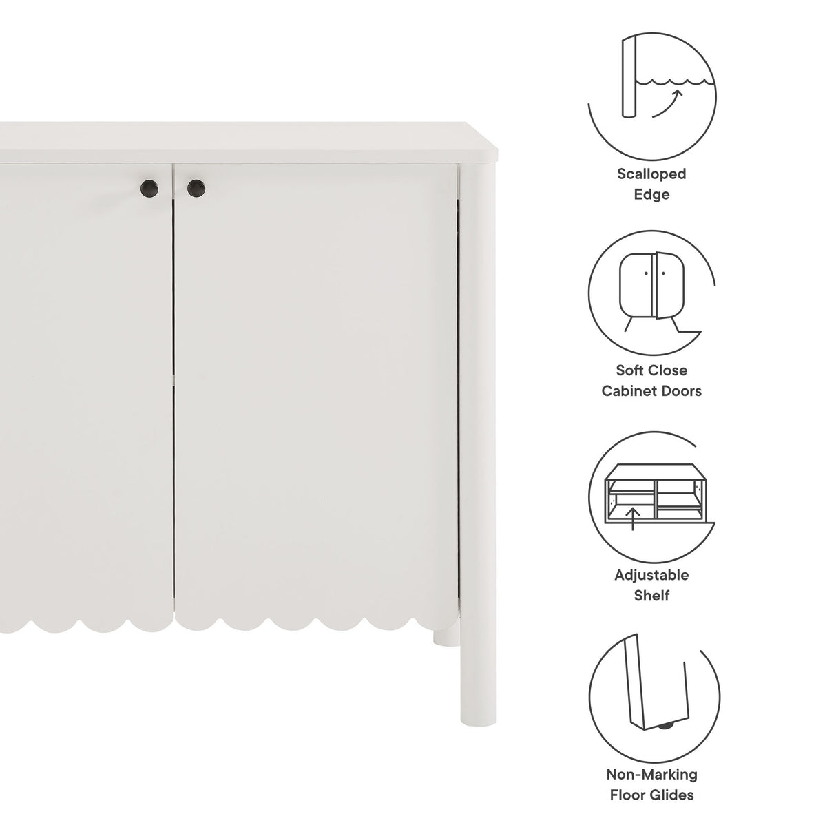 Emmeline 35" 2-Door Scalloped Sideboard Cabinet by Modway