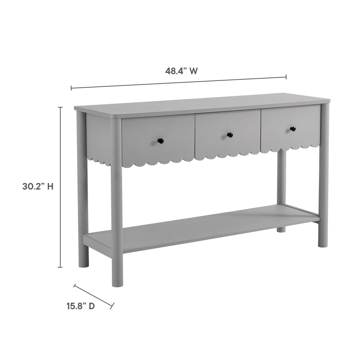 Emmeline 3-Drawer Scalloped Console Table by Modway
