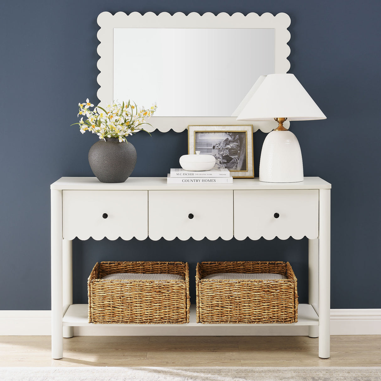 Emmeline 3-Drawer Scalloped Console Table by Modway