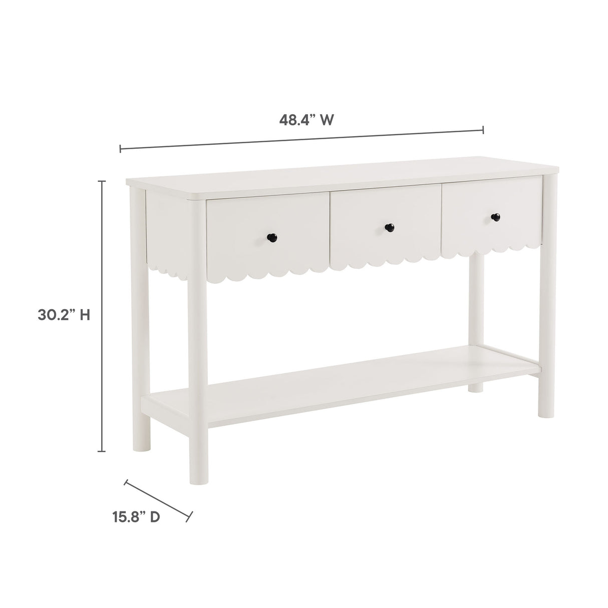 Emmeline 3-Drawer Scalloped Console Table by Modway